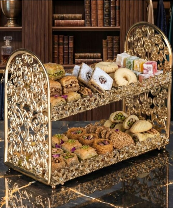 ZEYVE DIAMOND 2-LAYER PEARL PERFUME DISPENSER SHELF 14x24x30cm.6